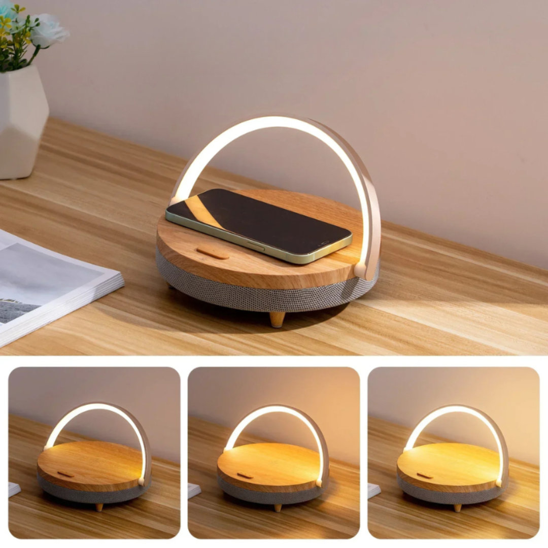 SonoGlow | Modern Multifunctional Table Lamp with Wireless Charger & Bluetooth Speaker