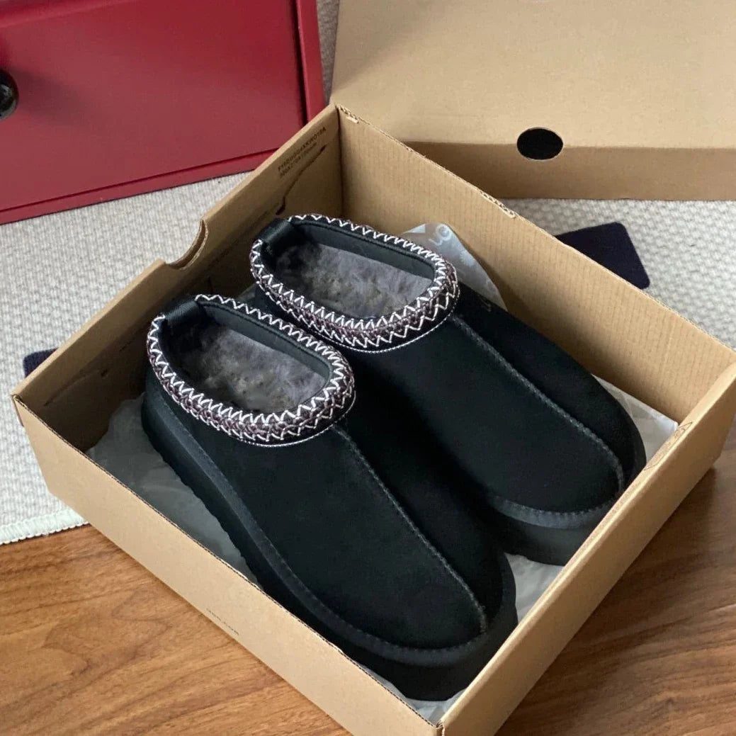 Women's Ankle Boots Platform Fur Lining Black