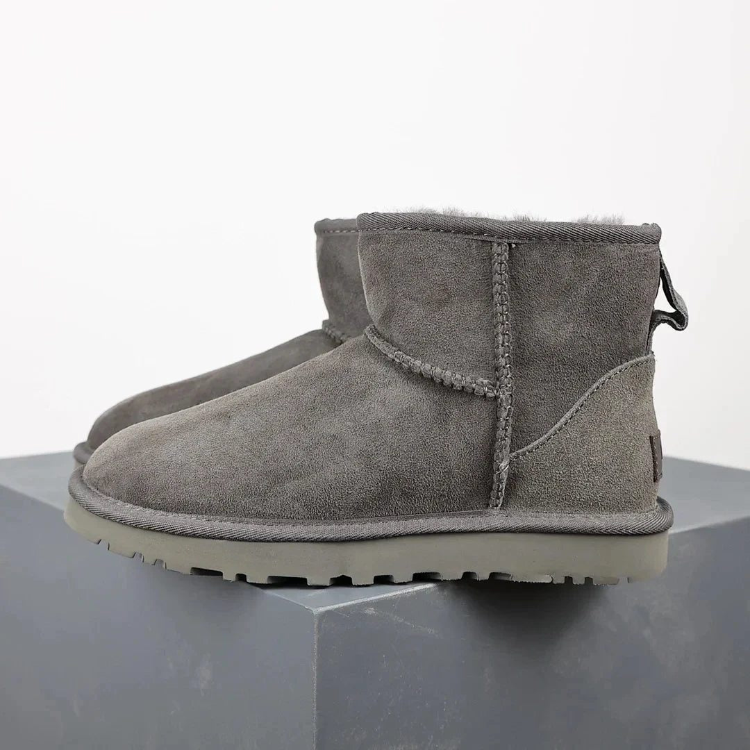 Women's Ankle Boots Platform Fur Lining Gray
