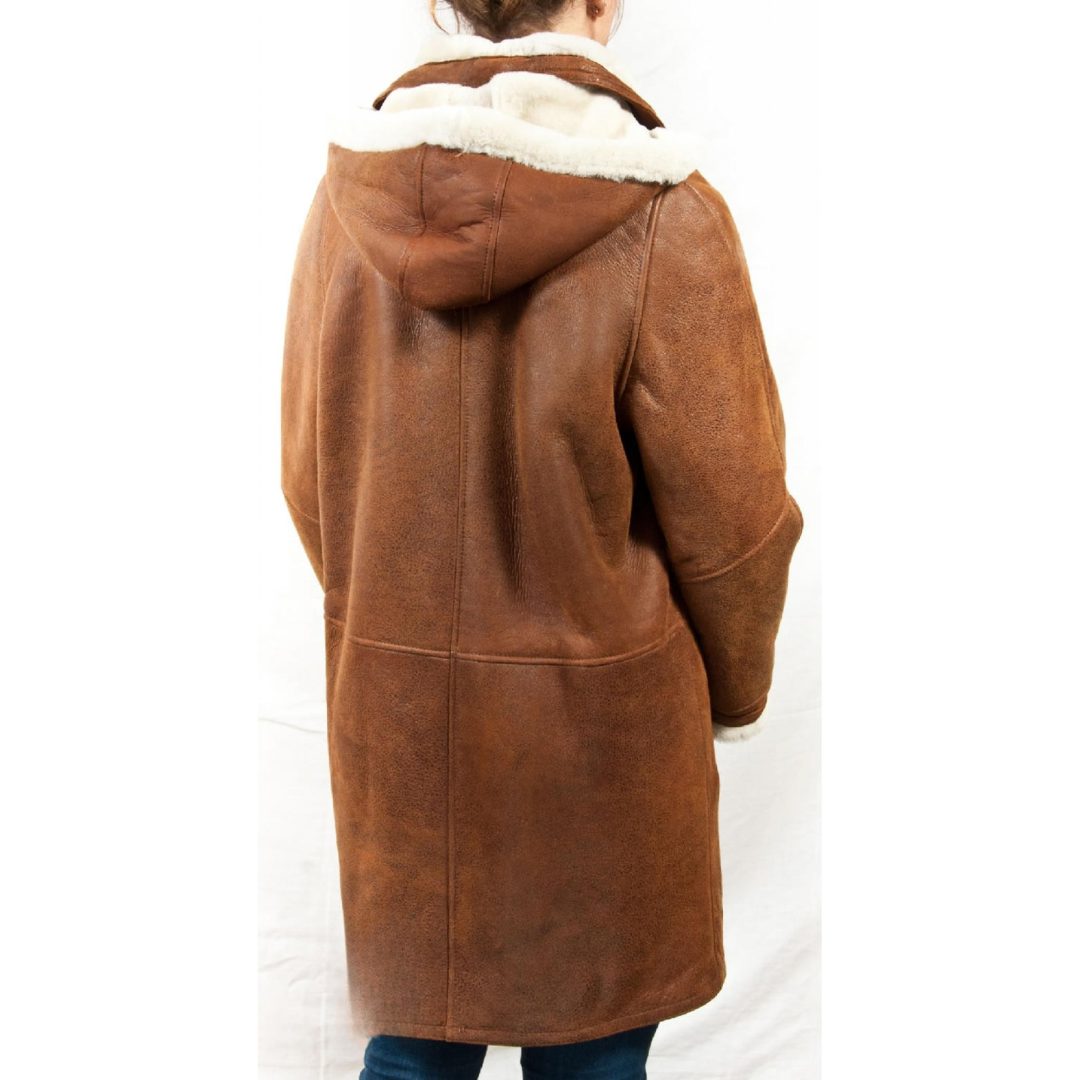 Women's Hooded Long Jacket Shearling Lining Relaxed Fit Winter Coat