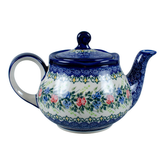 Polish Blueberries Roses Teapot Pottery
