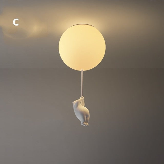 BalloonBear | Whimsical Playful LED Ceiling Light Fixture for Kids' Rooms