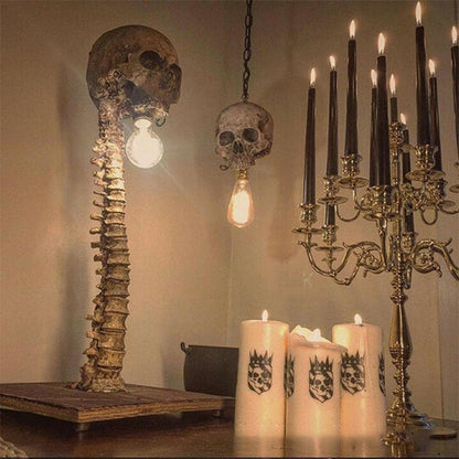 MacabreGlow | Eerie LED Skull Spine Table Lamp