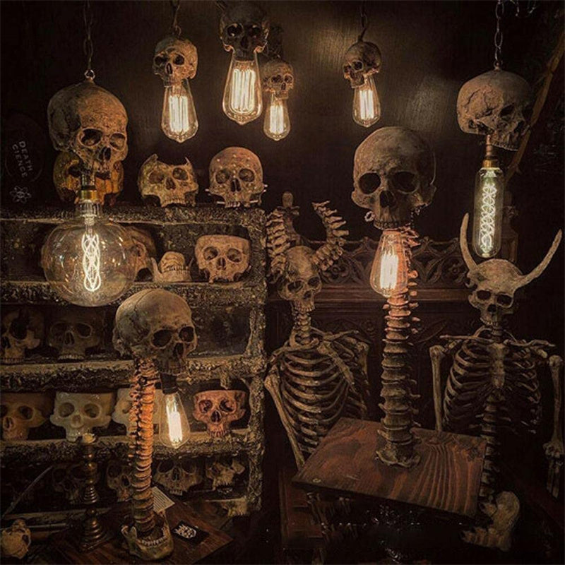 MacabreGlow | Eerie LED Skull Spine Table Lamp