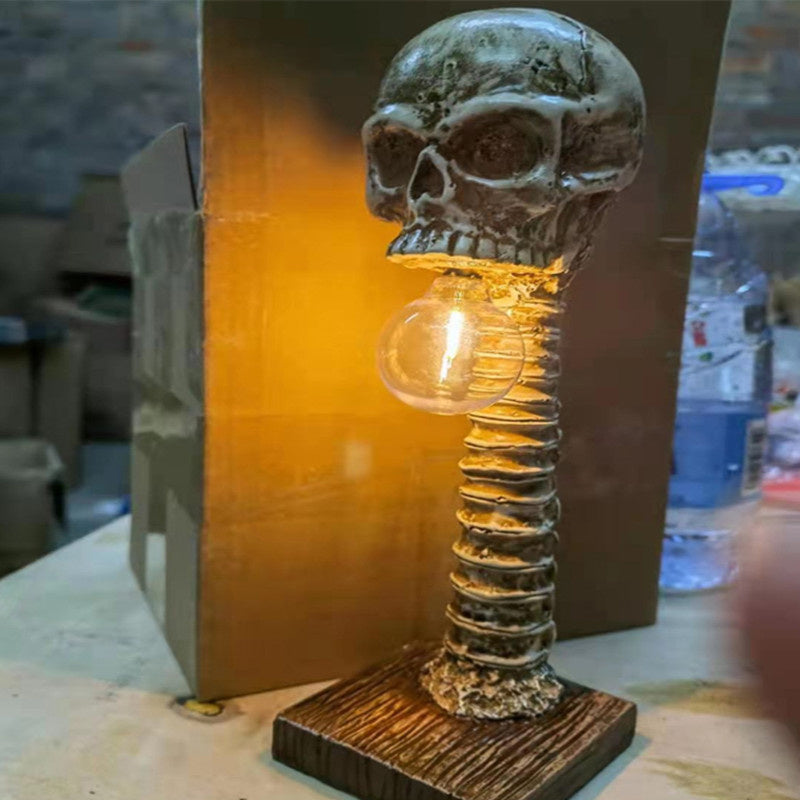 MacabreGlow | Eerie LED Skull Spine Table Lamp