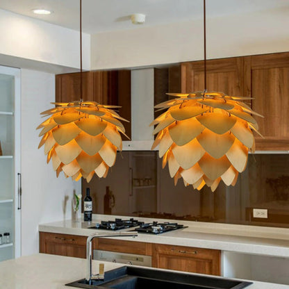Pinewood Elegance | Rustic Handcrafted Kitchen Pendant Lighting Fixture