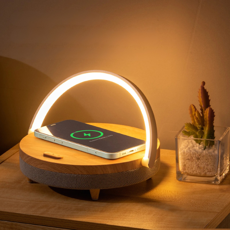 SonoGlow | Modern Multifunctional Table Lamp with Wireless Charger & Bluetooth Speaker