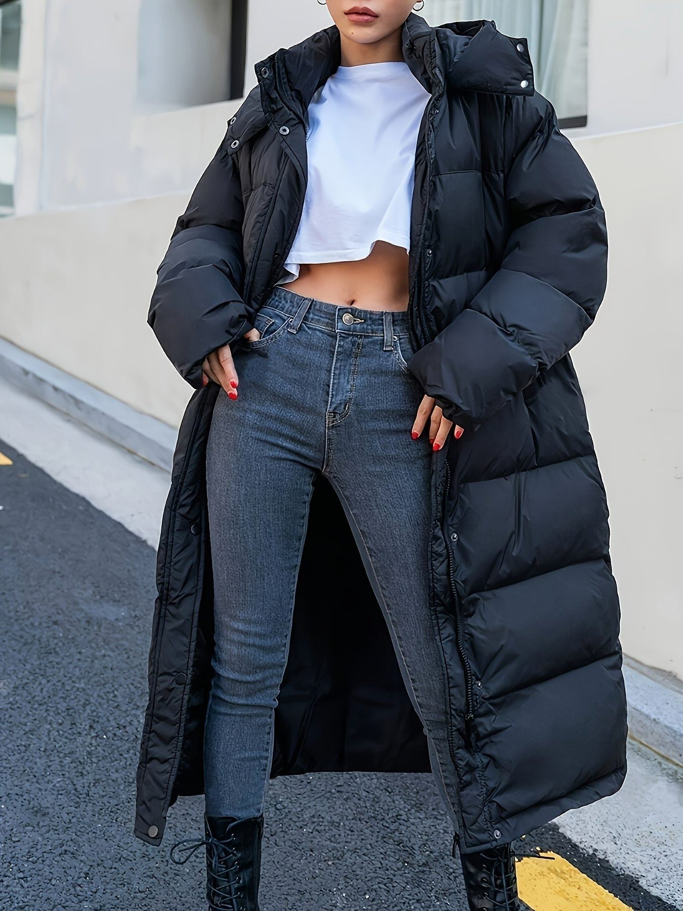   Puffer Jacket Winter Insulation Black Women's