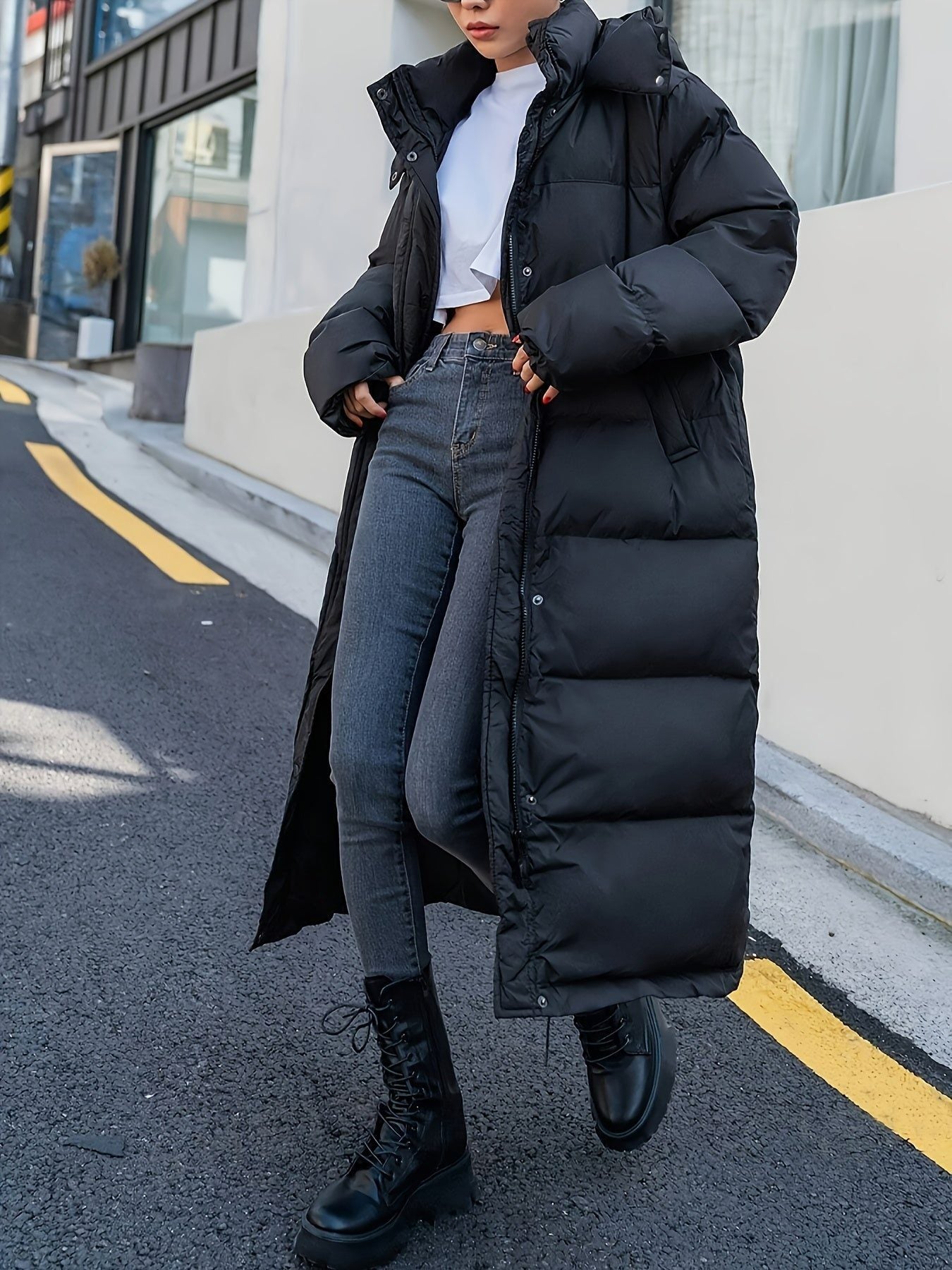   Puffer Jacket Winter Insulation Black Women's