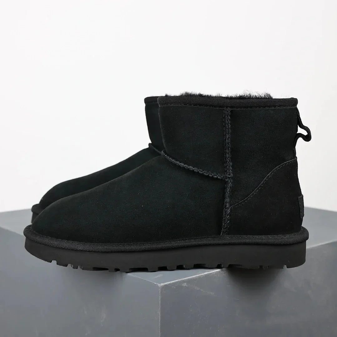   Women's Ankle Boots Platform Fur Lining Black