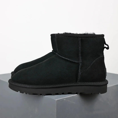   Women's Ankle Boots Platform Fur Lining Black