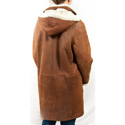   Women's Hooded Long Jacket Shearling Lining Relaxed Fit Winter Coat