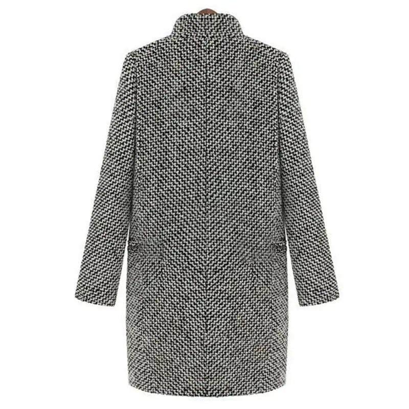   Women's Houndstooth Wool Coat Elegant Design