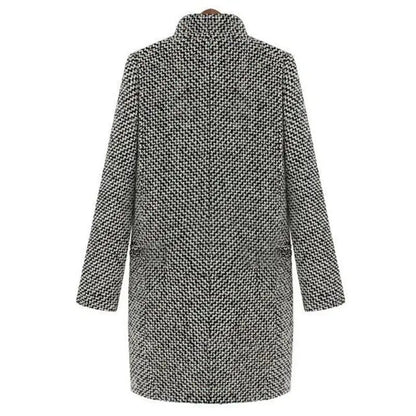   Women's Houndstooth Wool Coat Elegant Design