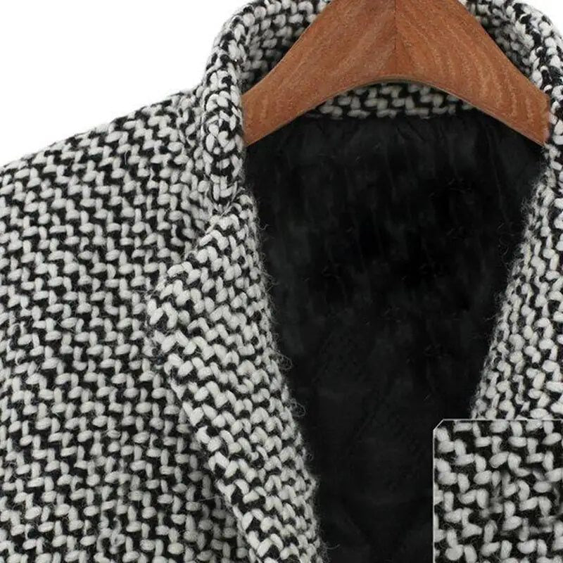   Women's Houndstooth Wool Coat Elegant Design