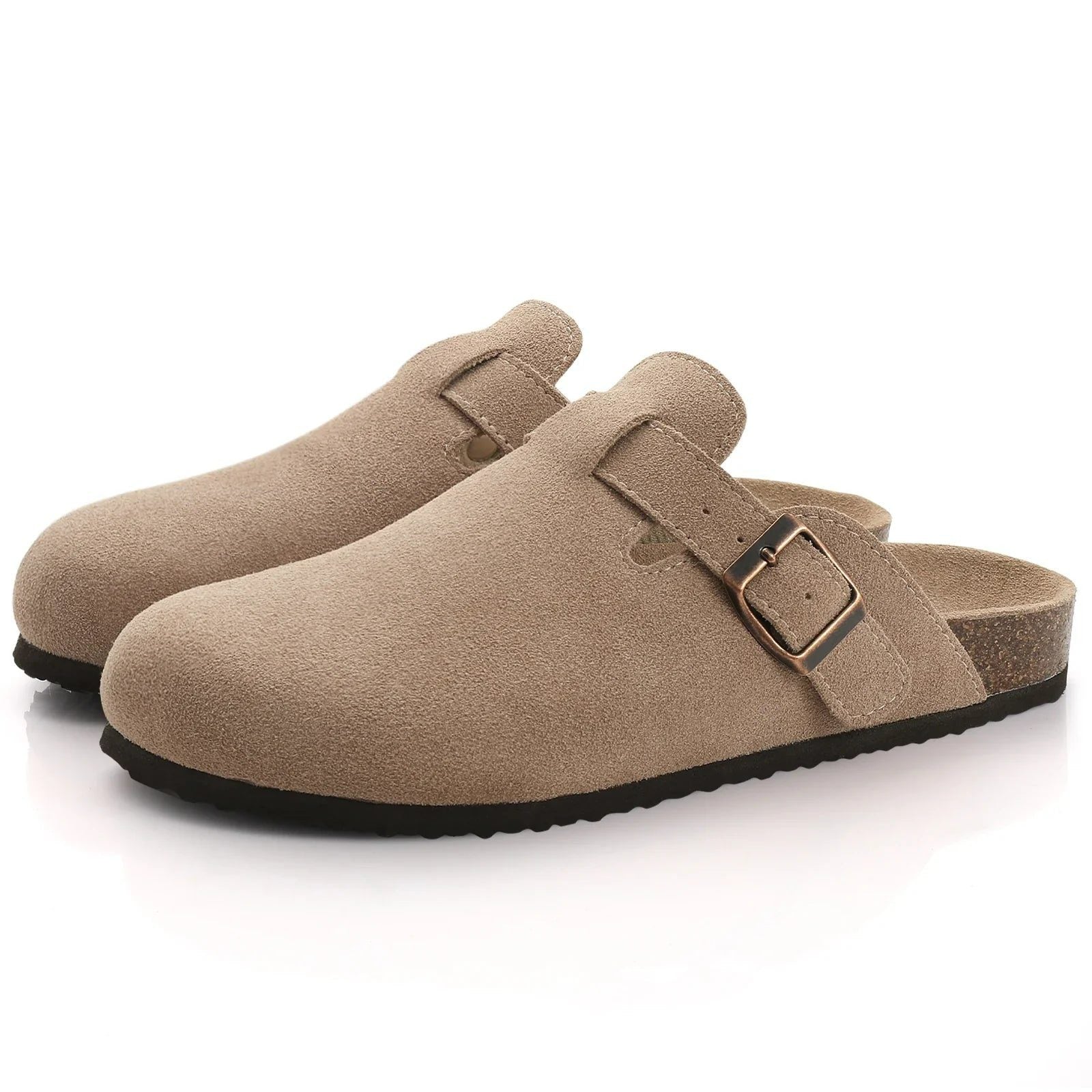   Women's Suede Mules Slip-On Shoes Apricot