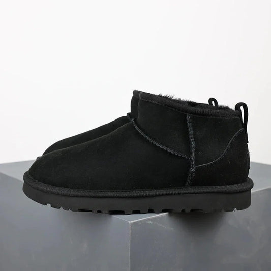   Women's Winter Ankle Boots Platform Fur Lining Black