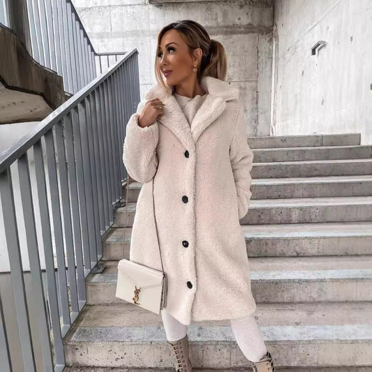   Women's Wool Blend Long Coat Lapel Collar Winter