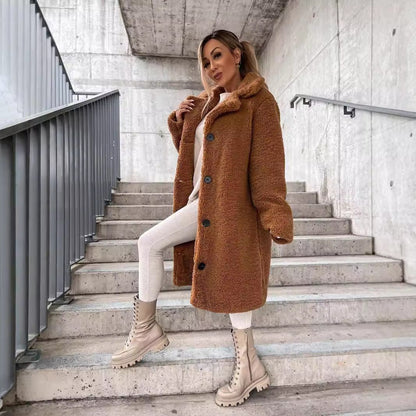   Women's Wool Blend Long Coat Lapel Collar Winter