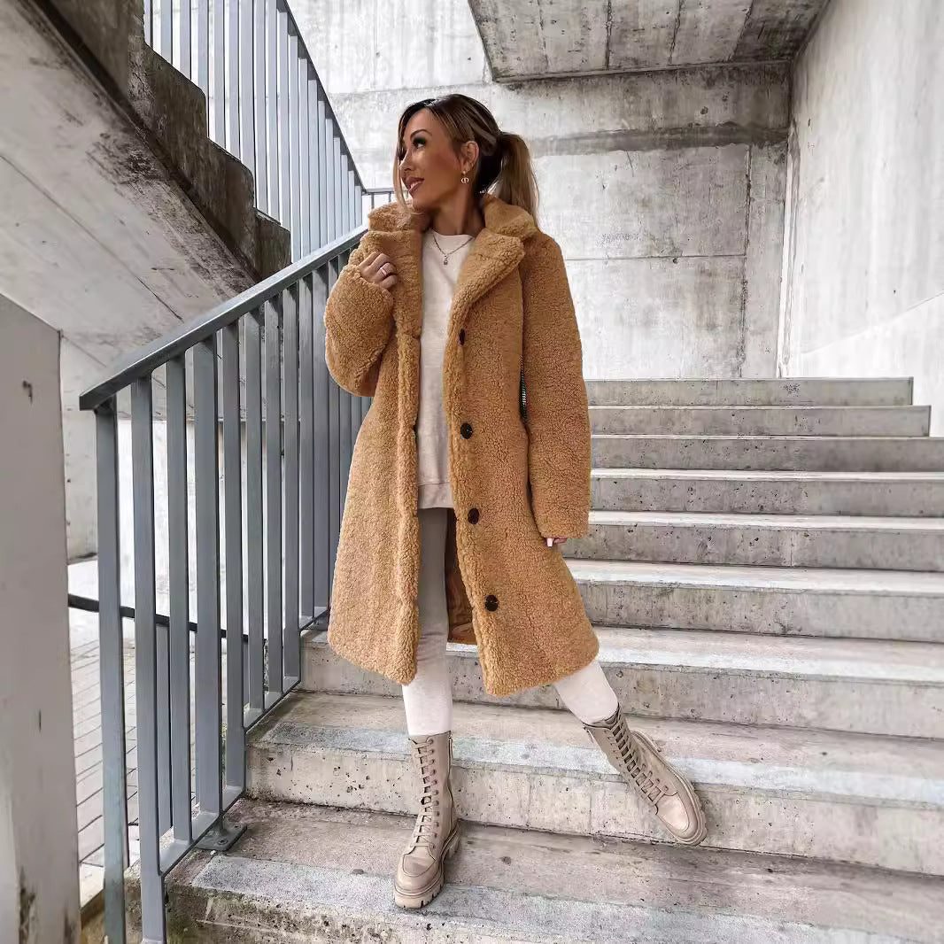   Women's Wool Blend Long Coat Lapel Collar Winter