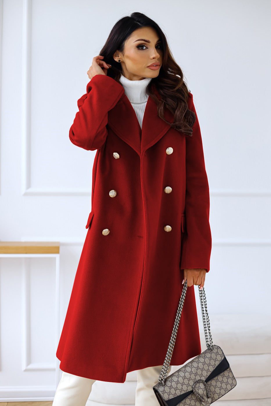   Women's Wool Double-Breasted Trench Coat Winter Style